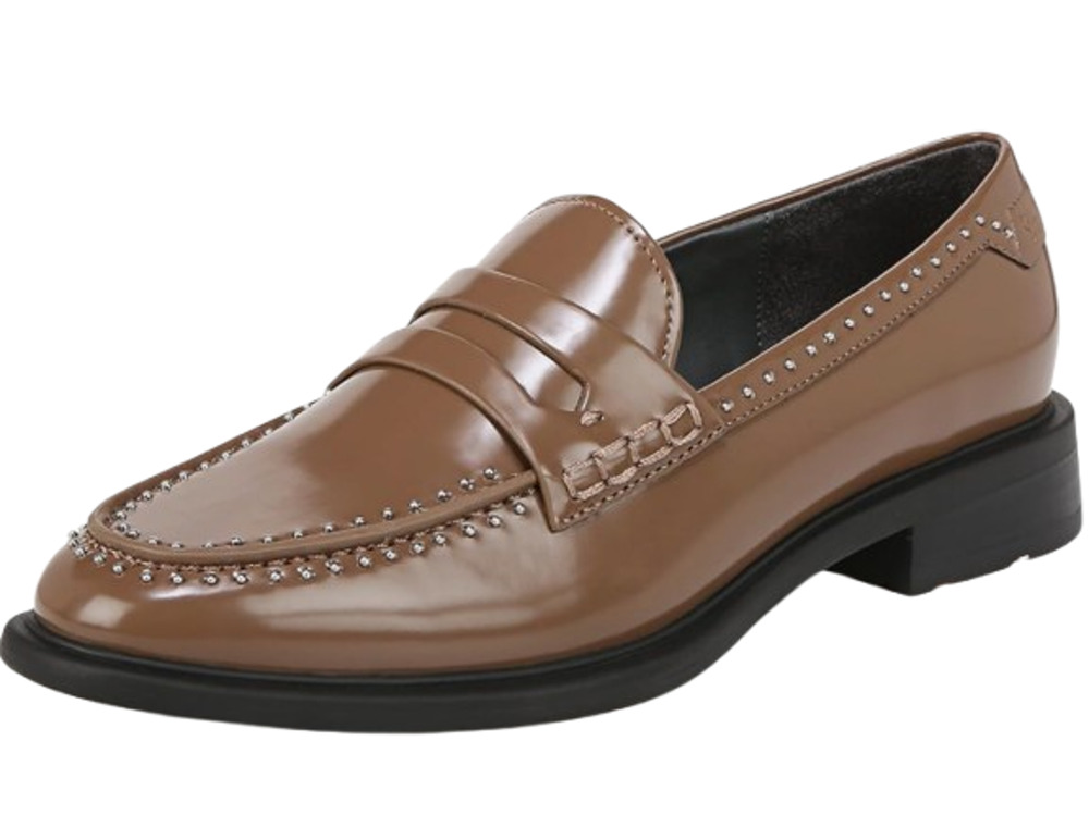 Franco Sarto Womens Eden Studded Loafers Size 7.5 Toffee Brown Slip On NWOB